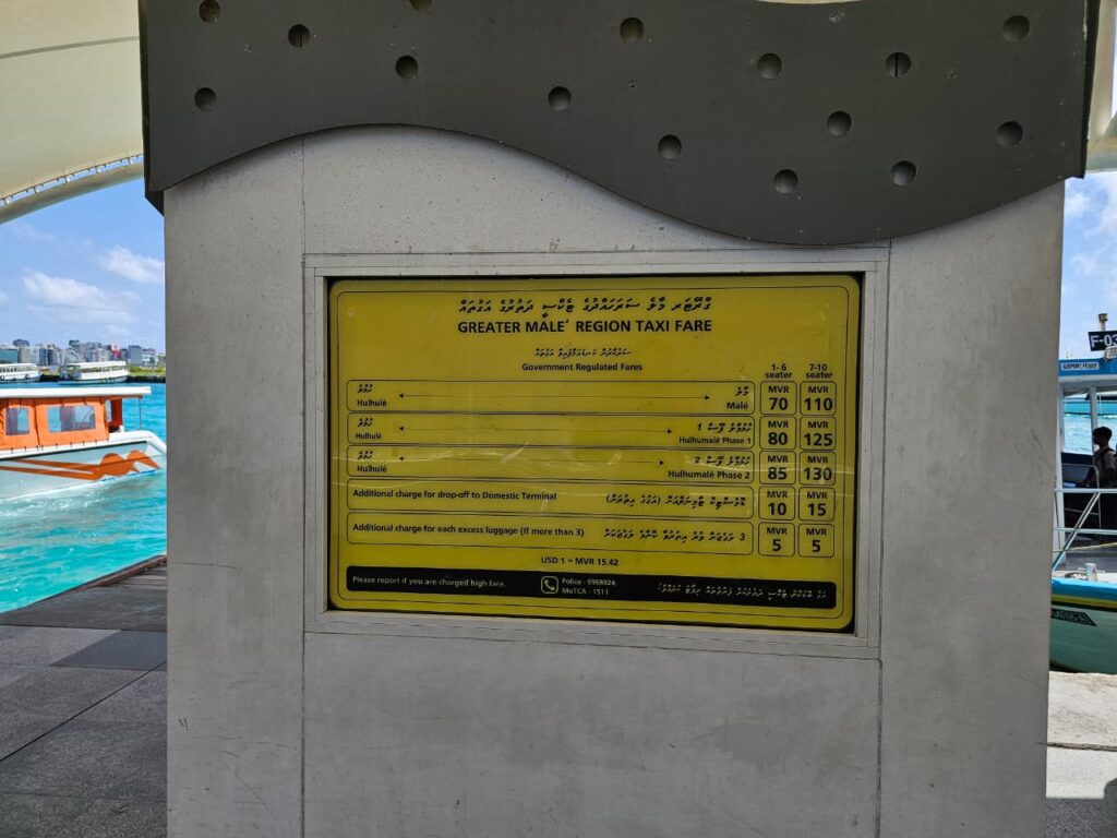 Taxi prices in Maldives transfer 2026
